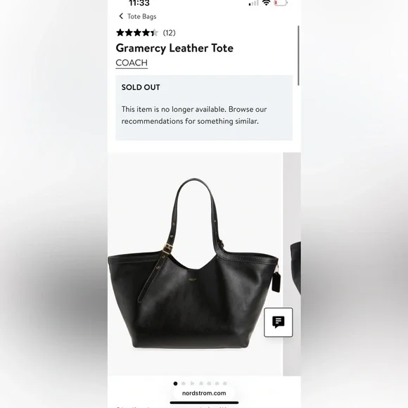 Coach Gramercy Leather Tote Black Leather NWT - Picture 4 of 12